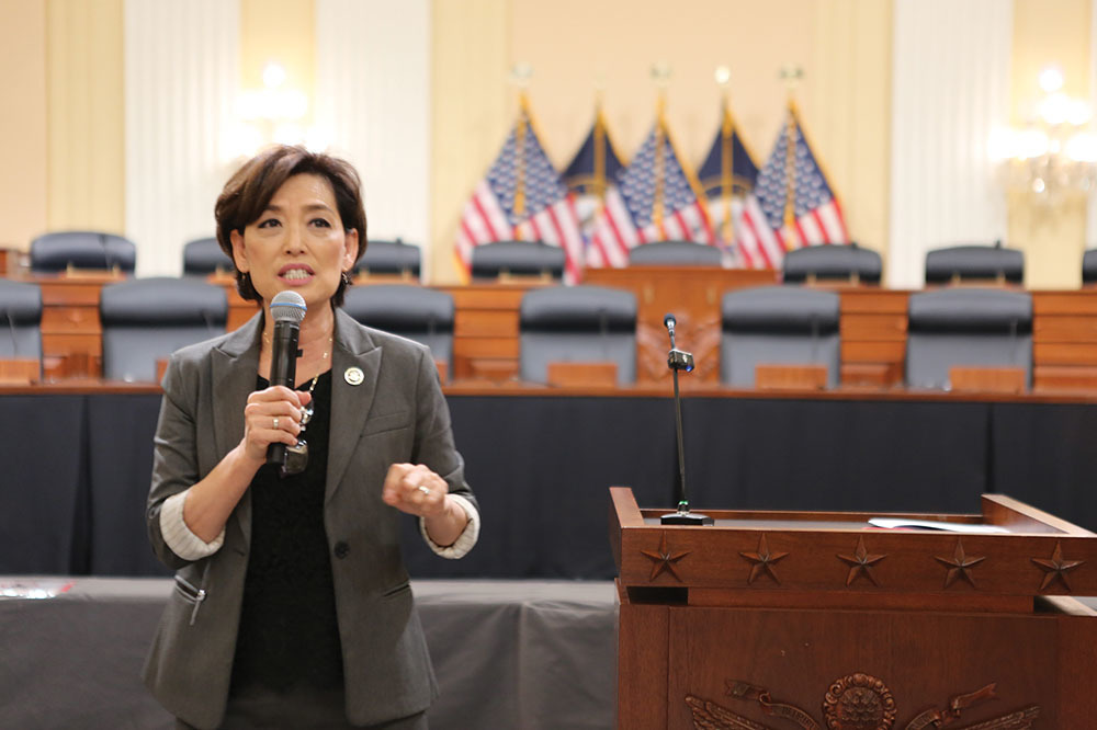 rep. young kim addresses attendees at aahoas 2024 spring national advocacy conference